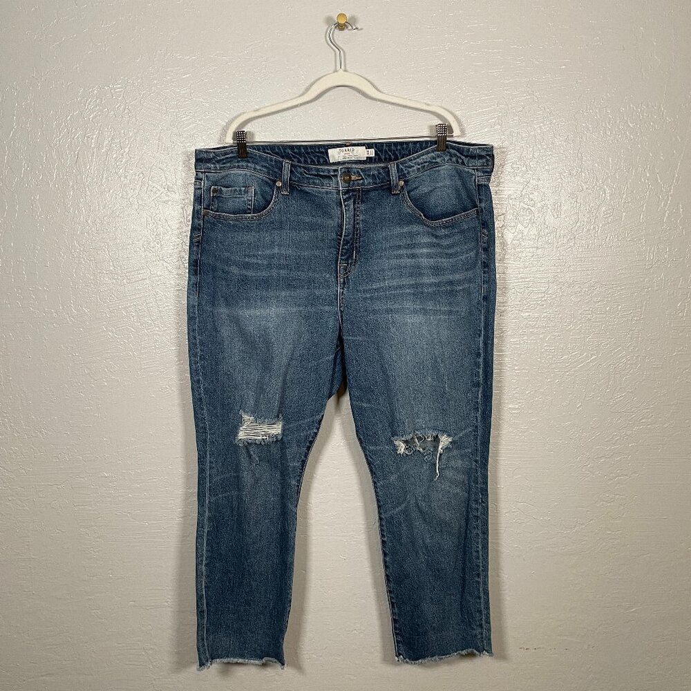Torrid Women Plus Size 20R High Rise Straight Cropped Jeans Denim Distressed